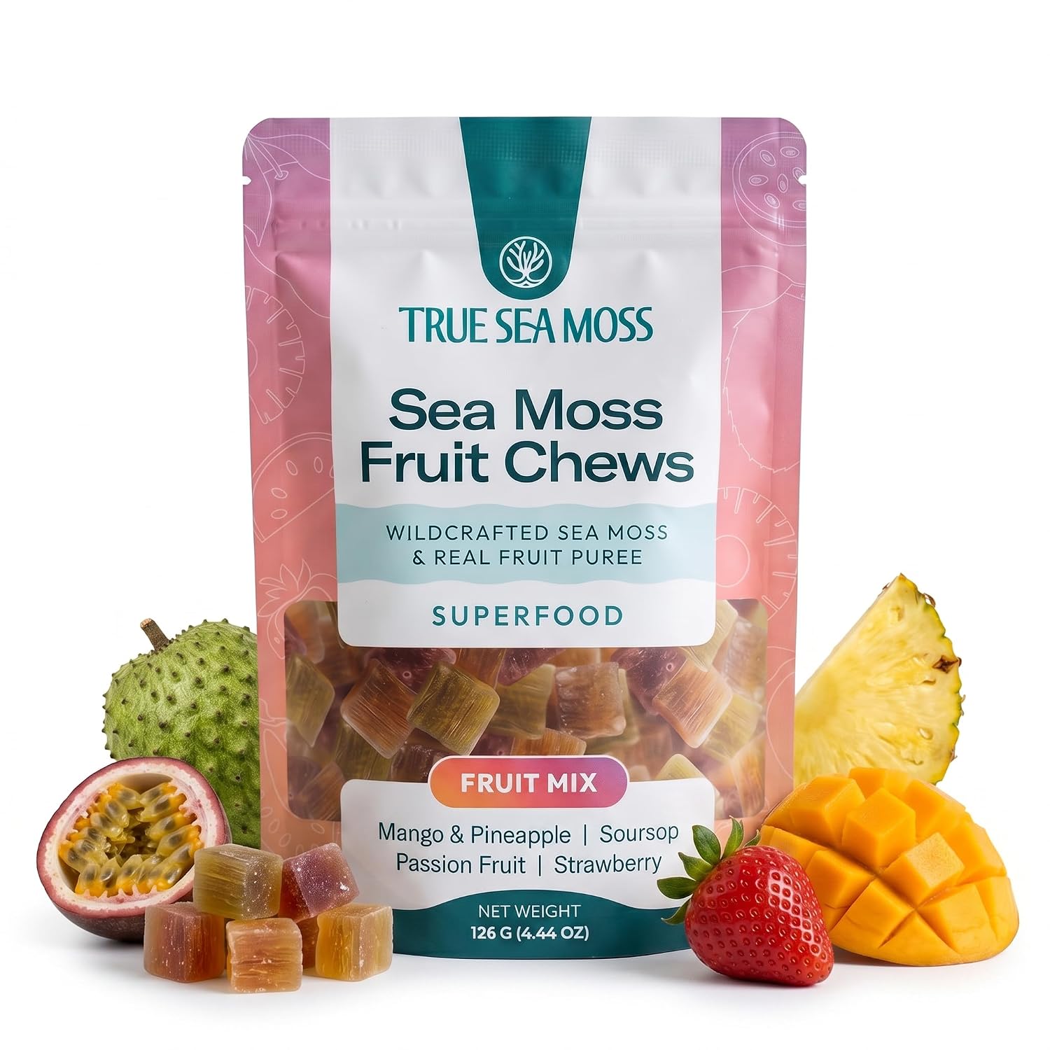 Stavella Sea Moss Chews, wildcrafted Irish sea moss in a soft fruit chew