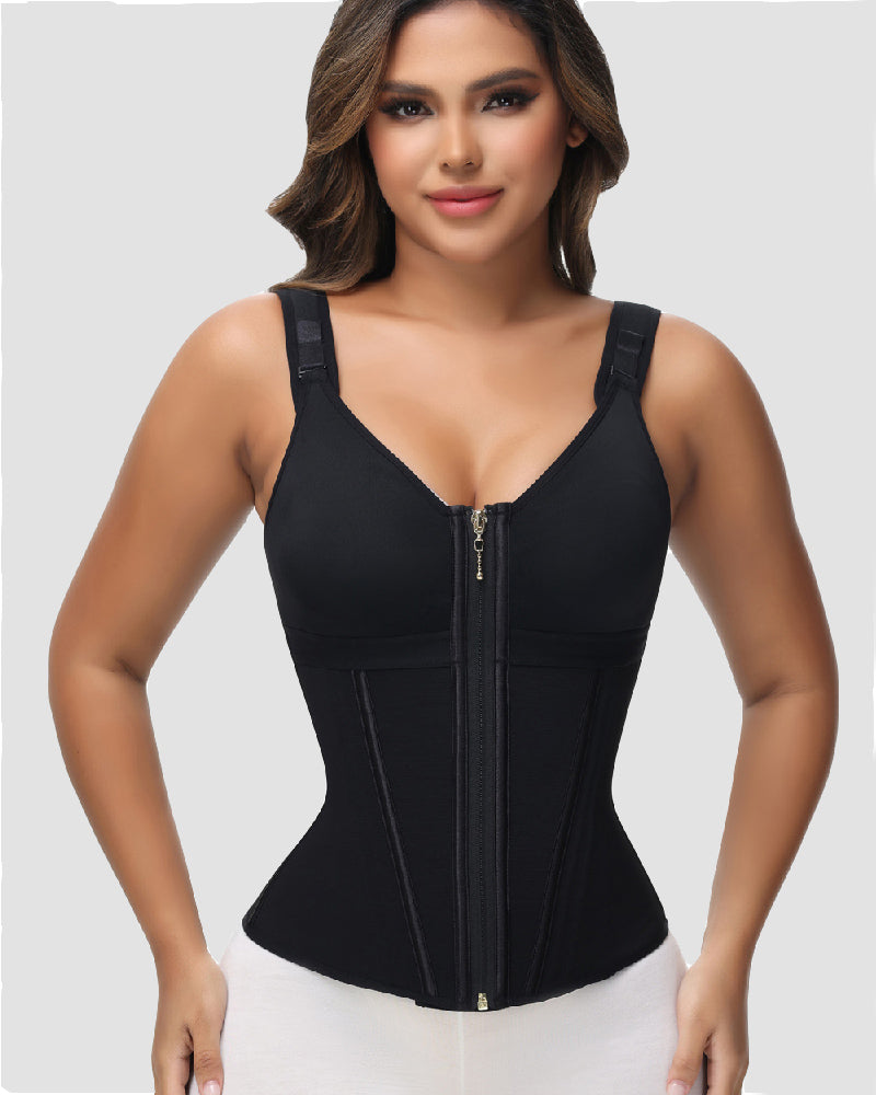 Stavella Zip-Front Waist Trainer in Black
