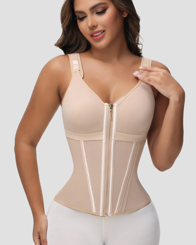 Stavella Zip-Front Waist Trainer in Nude