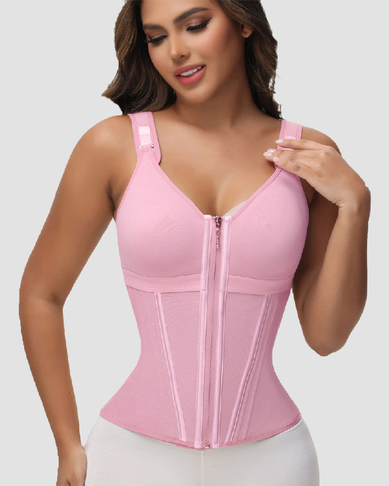 Stavella Zip-Front Waist Trainer in Pink
